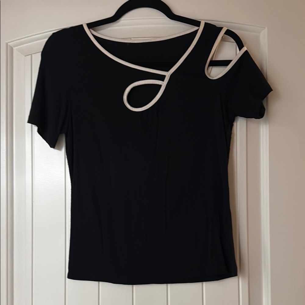 Elegant Black Women's Top with Unique Strap Design